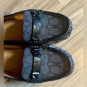 Coach Olive Black Signature C Monogram Fabric Loafers size 8b